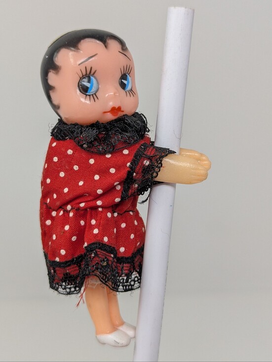 Vintage Other - Girl Pencil Hugger Vintage Black Hair Red Dress